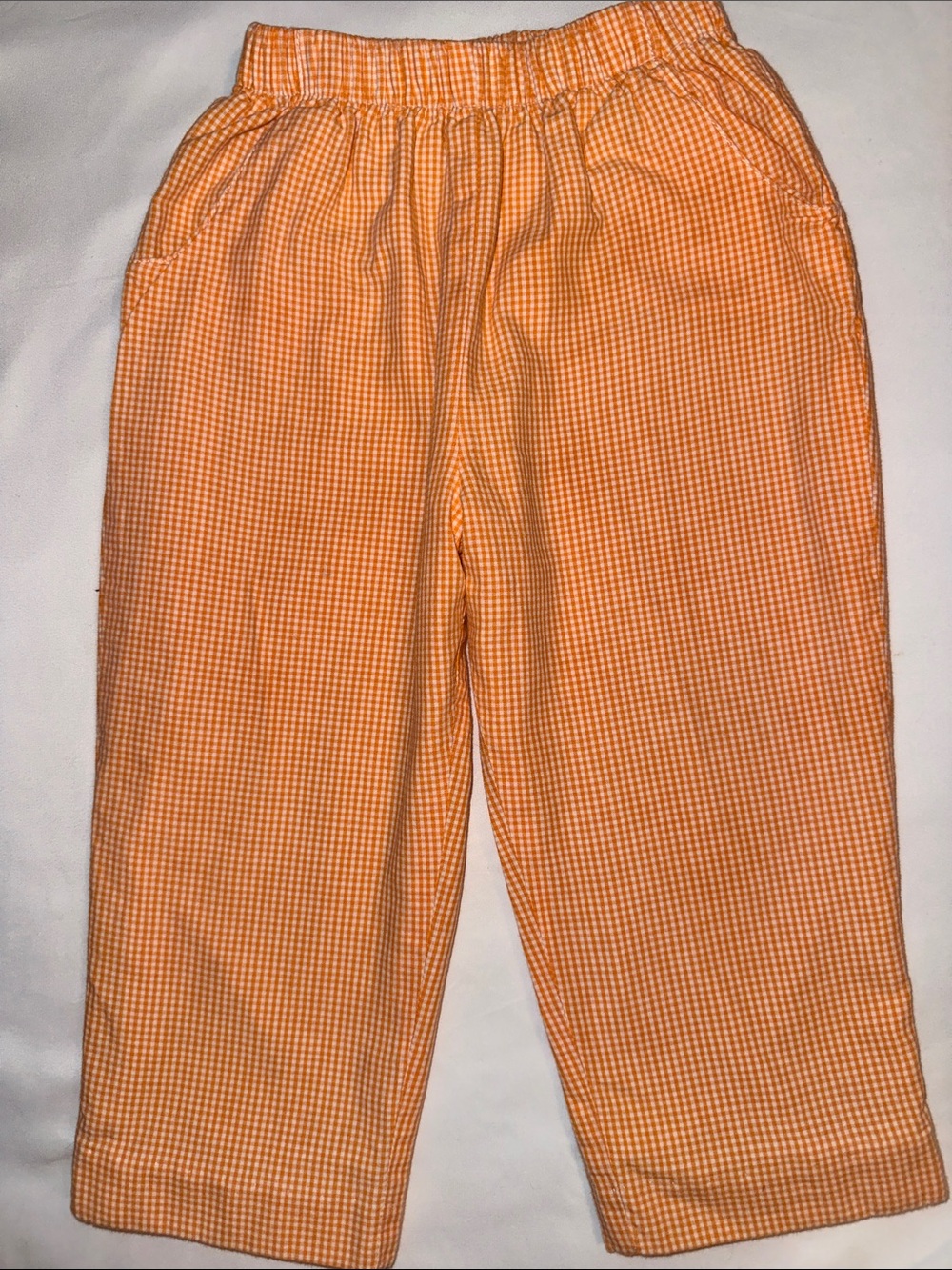 Granbury Cross Orange Gingham Elastic Waist Pants